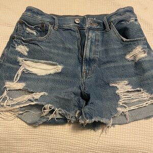 American Eagle Outfitters Blue Distressed Jean Shorts